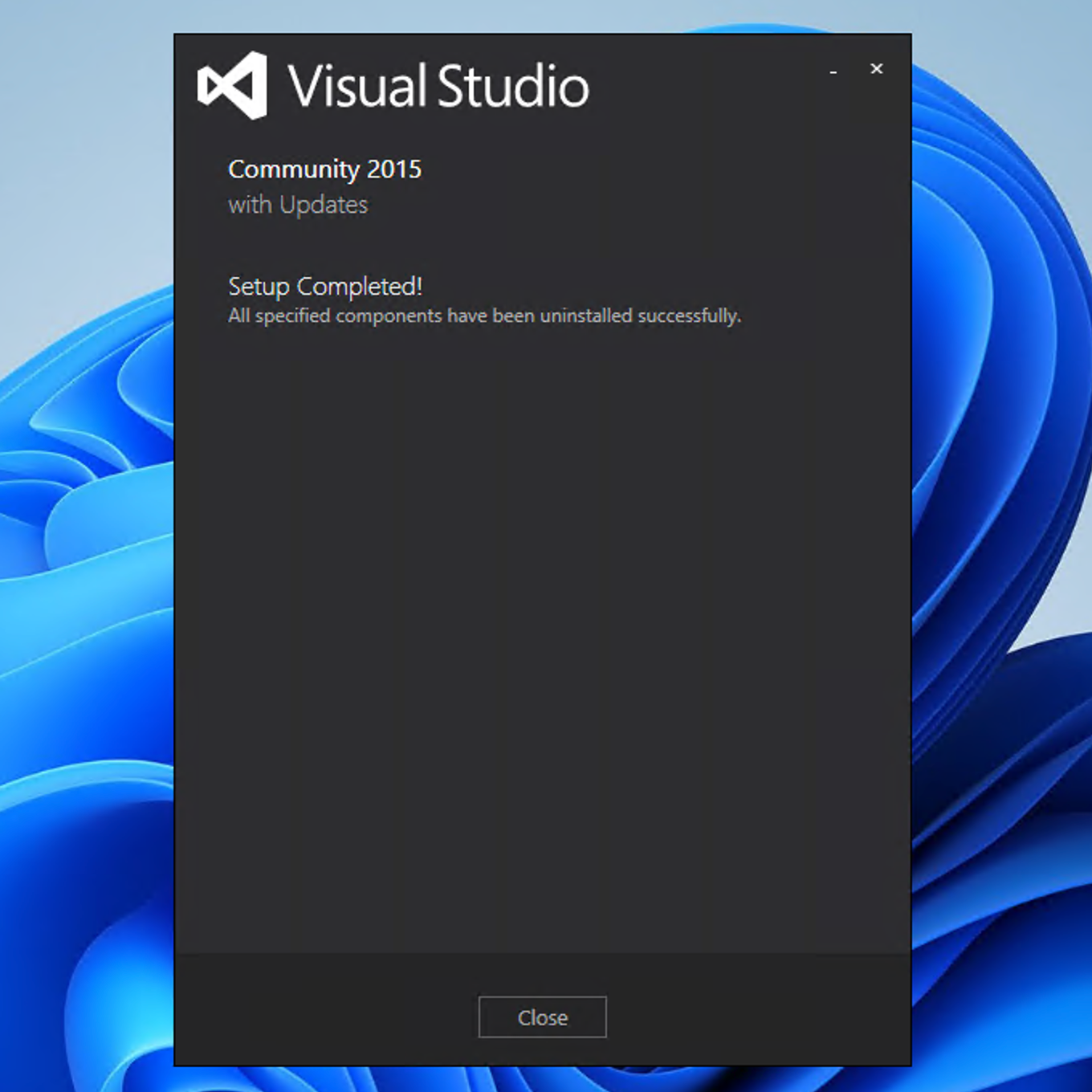 Visual Studio 2015 Uninstall Completed