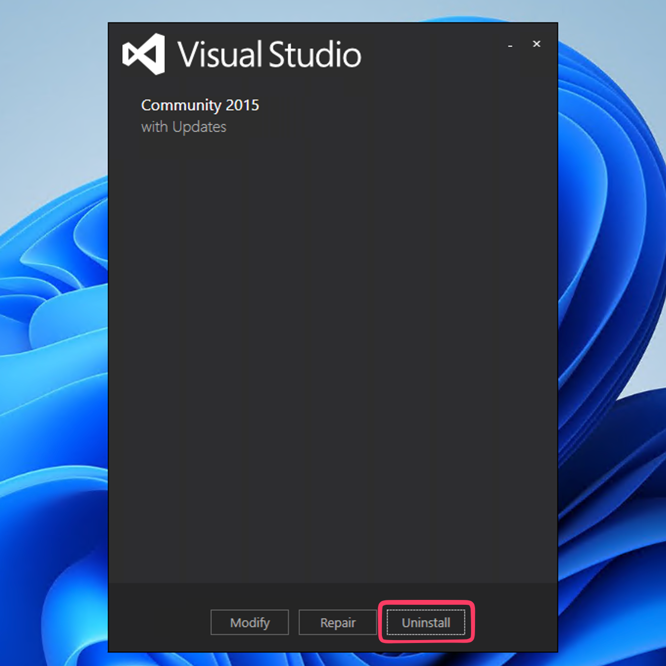 Visual Studio 2015 Uninstall