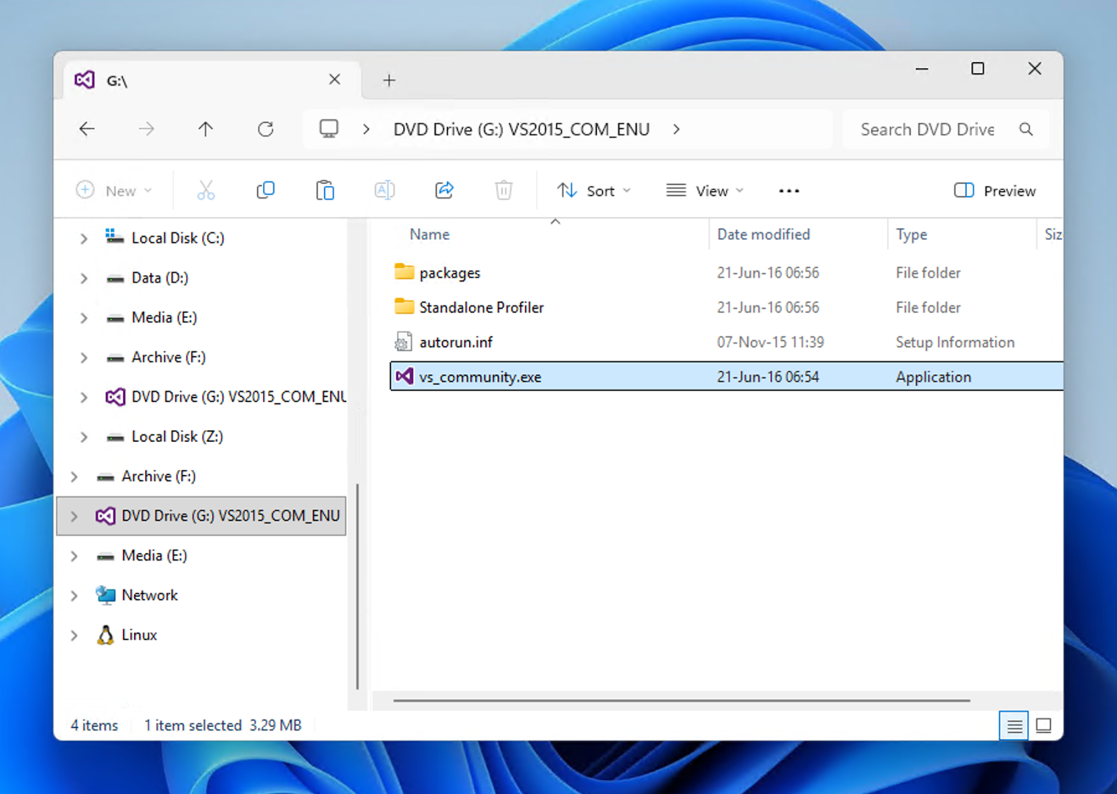 Visual Studio 2015 Community Installer