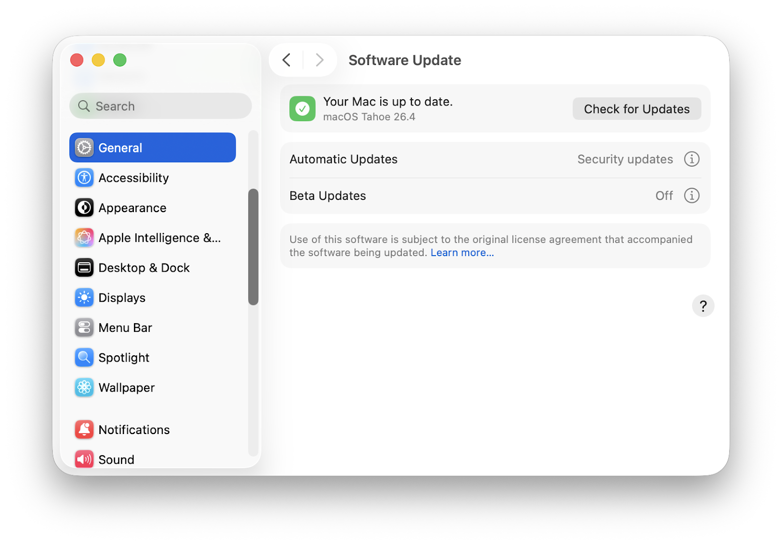 Update to macOS Tahoe 26.4