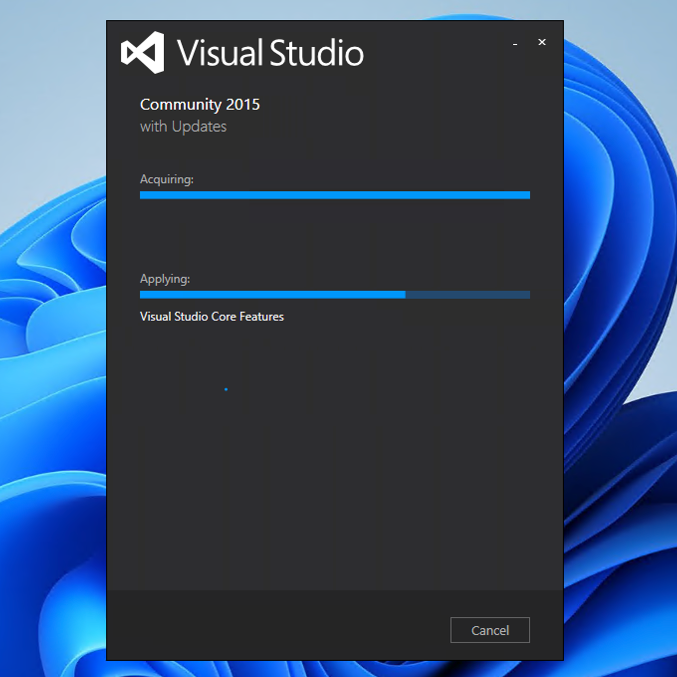 Visual Studio 2015 Uninstall Progress