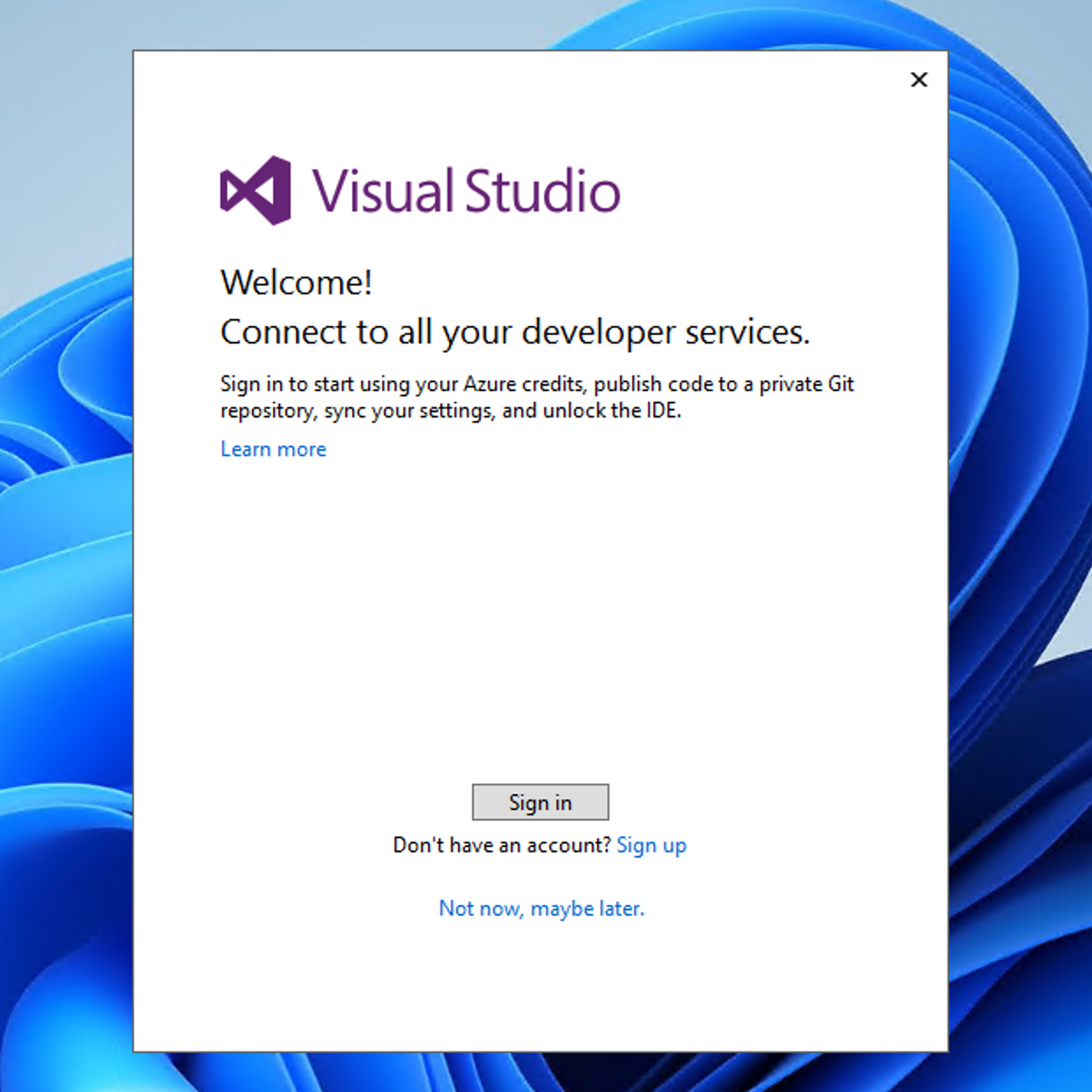 Visual Studio 2015 Microsoft Account Sign-in