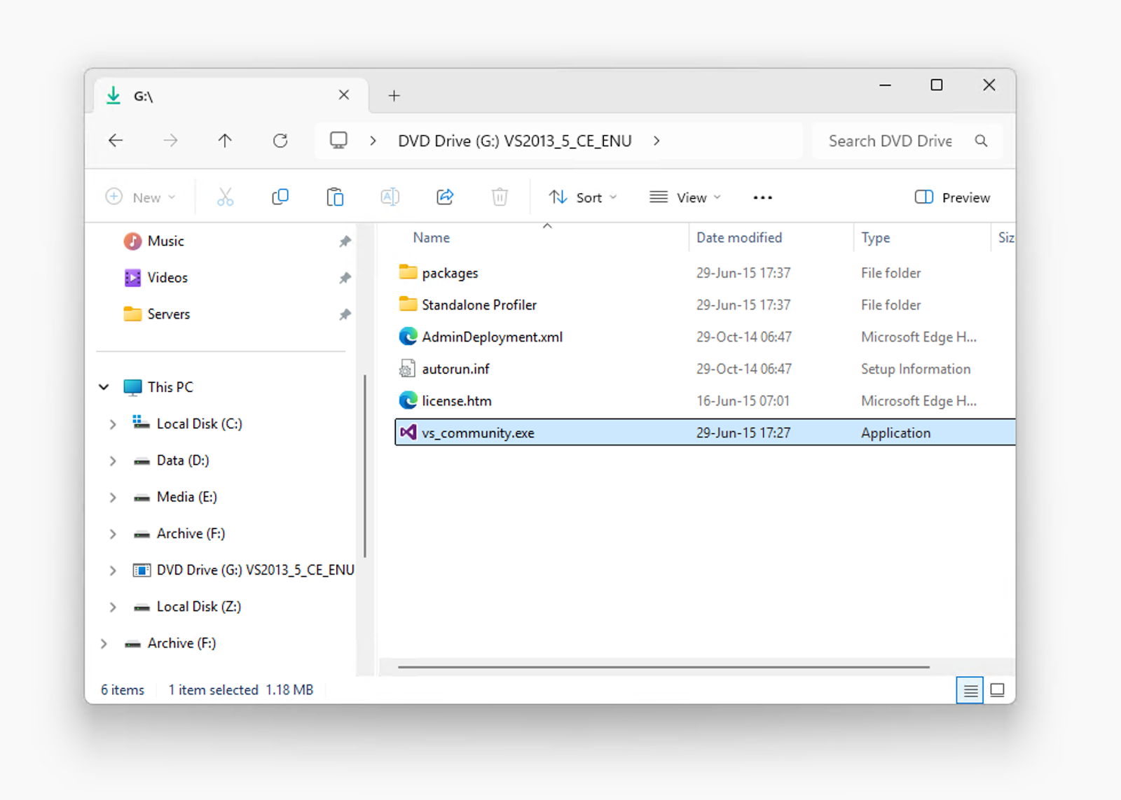 Visual Studio 2013 Community Installer