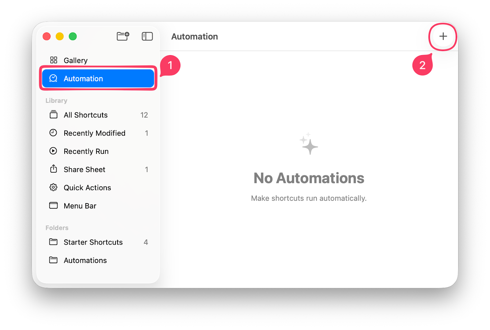 Create a new Shortcuts Automation