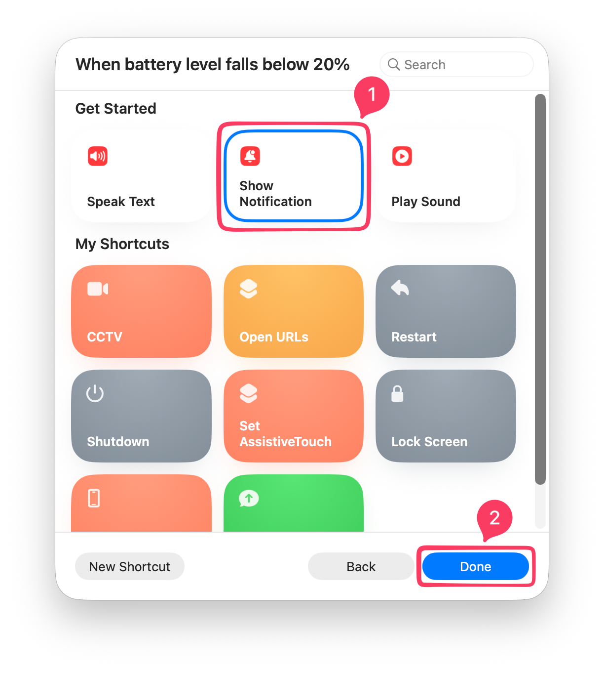 Show Notification action