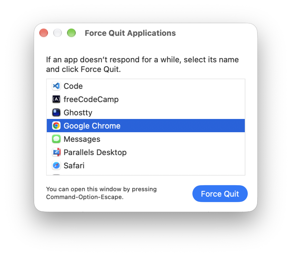 Force Quit Applications on Mac