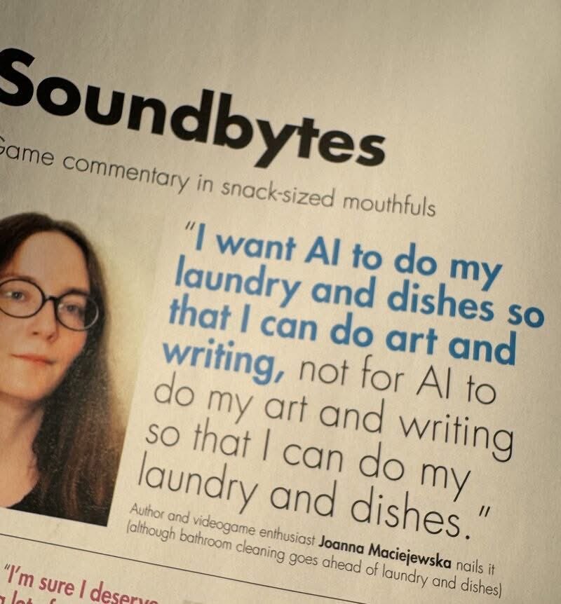 “I want AI to do my laundry and dishes so I can do art and writing”