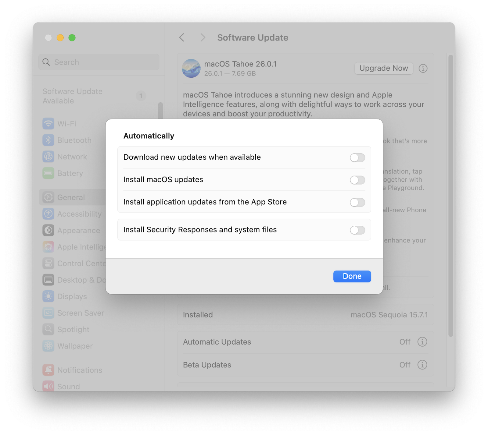 Disable macOS Auto Update