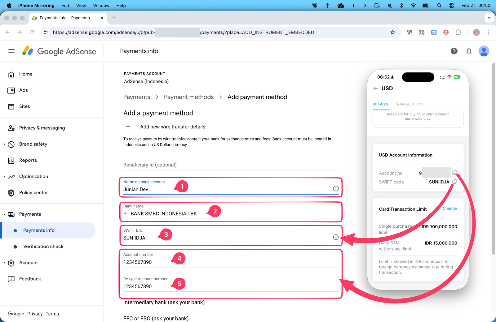 Google AdSense Payment method