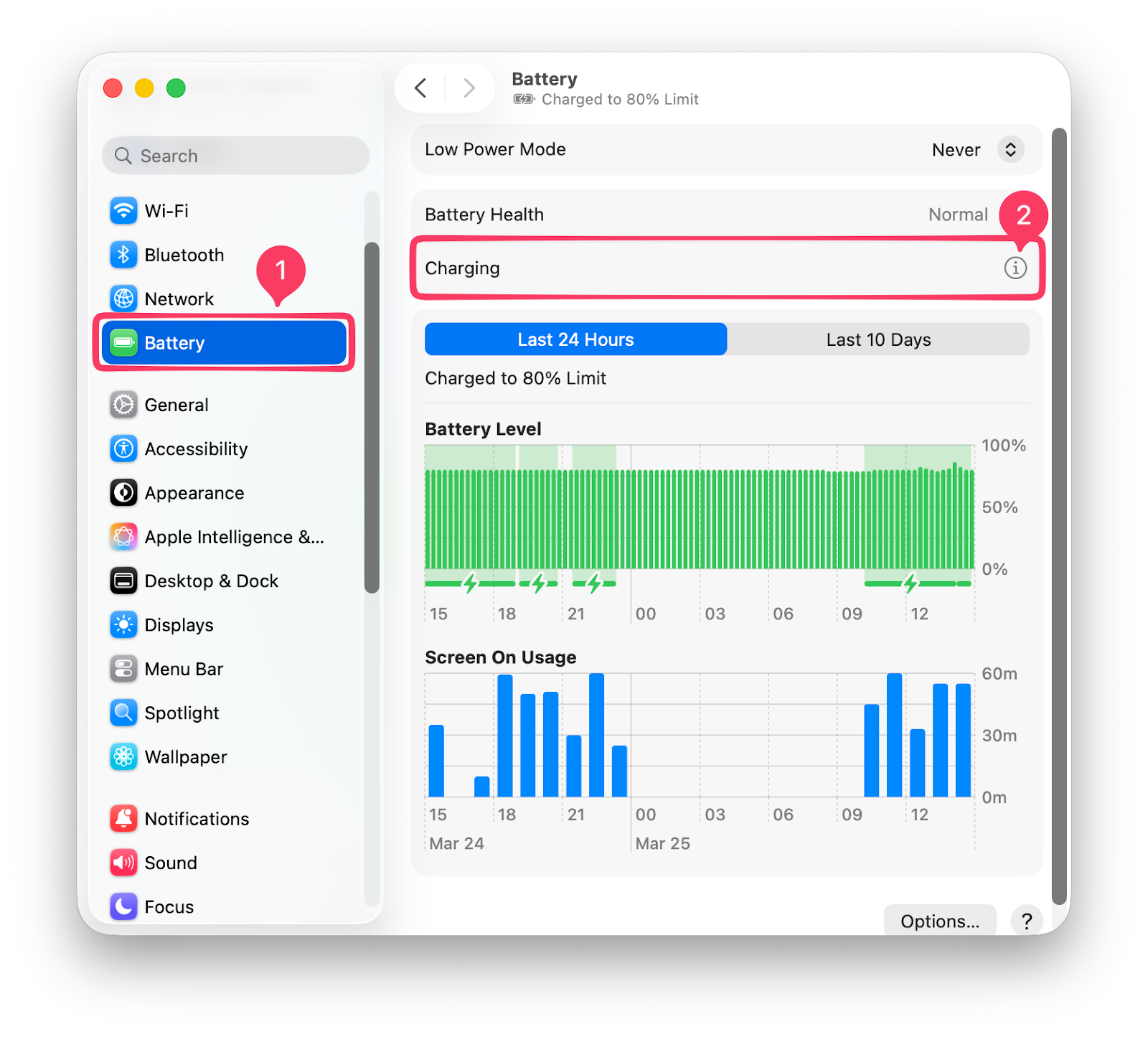 macOS Battery Settings